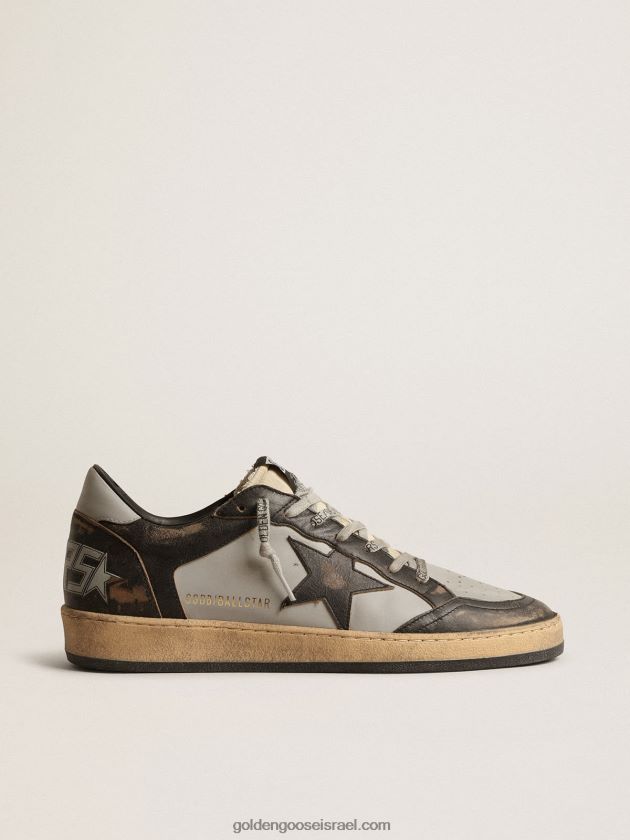 גברים Golden Goose כוכב כדור בעור אפור ושחור עם כוכב שחור 246D24667