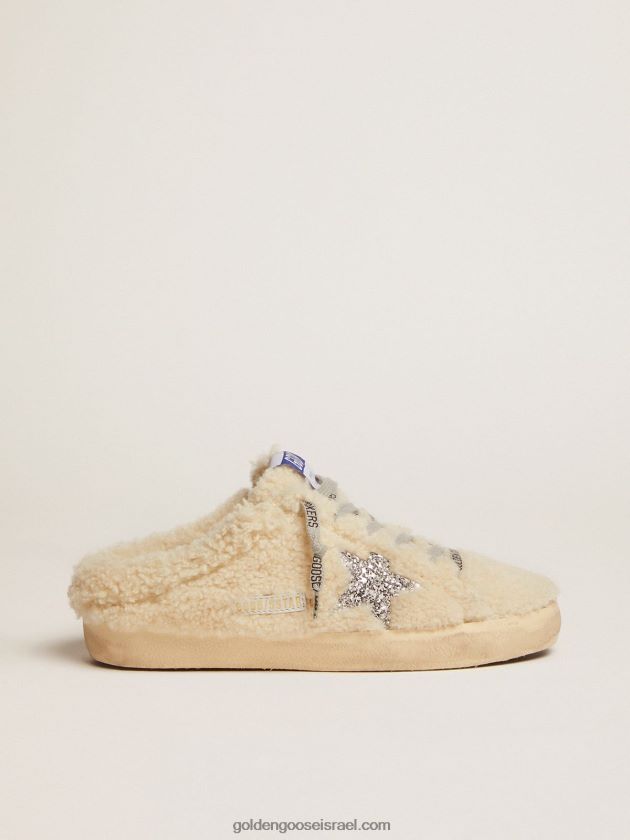 נשים Golden Goose חבלנים כוכבי-על בגזרה לבנה עם כוכב נצנצים 246D2467