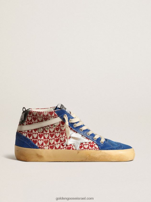 גברים Golden Goose כוכב אמצע בד קנבס עם הדפס לב וכוכב כסף 246D24688