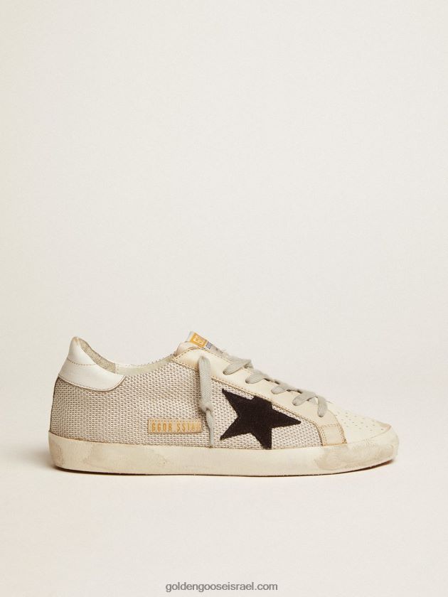 נשים Golden Goose נעלי ספורט סופר-סטאר מעור עם תוספת רשת 246D2470
