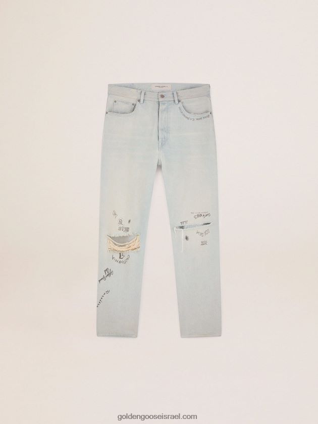 גברים Golden Goose אוסף ג'ינסים מולבנים עם טיפול במצוקה 246D24716