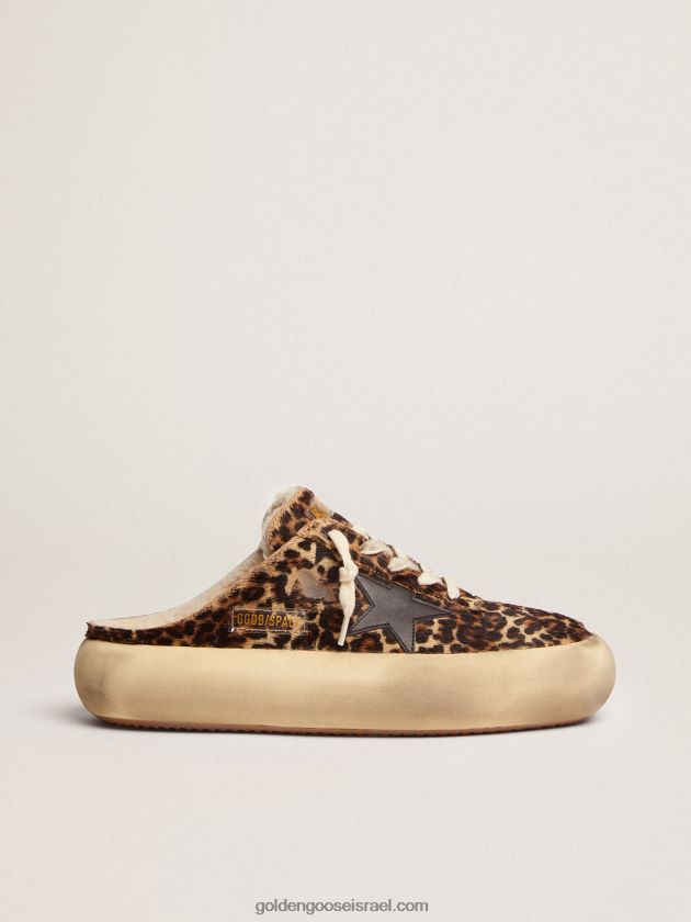 נשים Golden Goose נעלי סאבוט כוכבי חלל בעור פוני עם הדפס בעלי חיים עם בטנת גזירה 246D2472