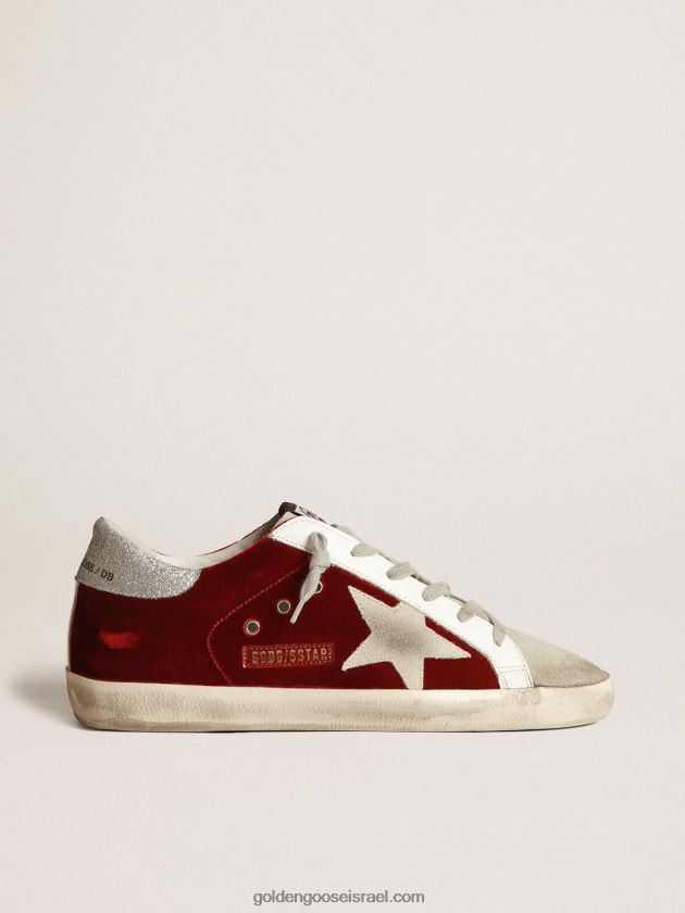 נשים Golden Goose נעלי ספורט כוכב-על בקטיפה עם לשונית עקב נוצצת 246D2473