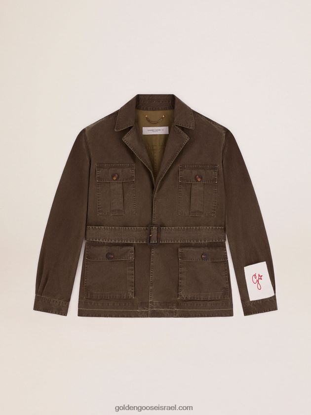 גברים Golden Goose מעיל ספארי קולקציית בד ירוק-צבאי 246D24768