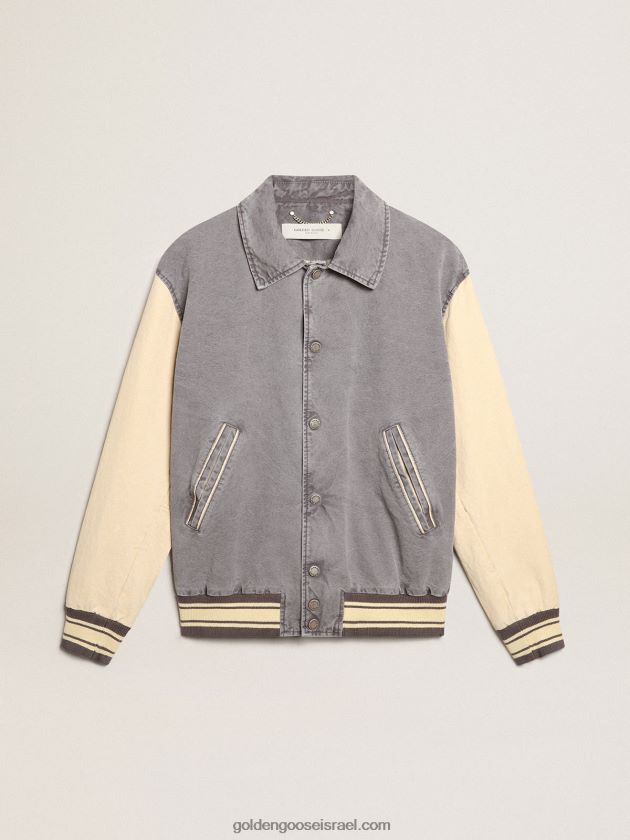 גברים Golden Goose מעיל בומבר בכותנה לילך-אפור ובצבע מרציפן 246D24809