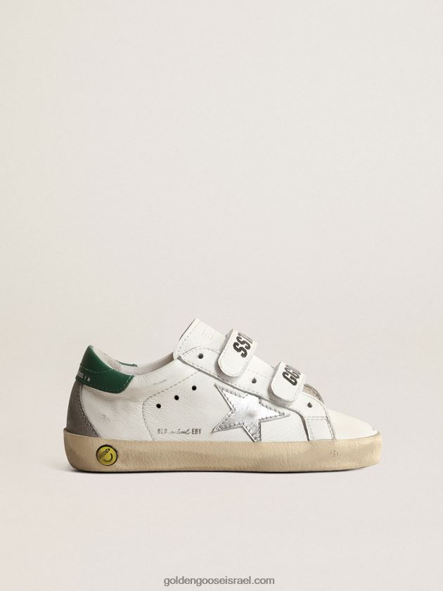 נשים Golden Goose נוער אולד סקול עם כוכב עור מתכתי ולשונית עקב ירוקה 246D24868