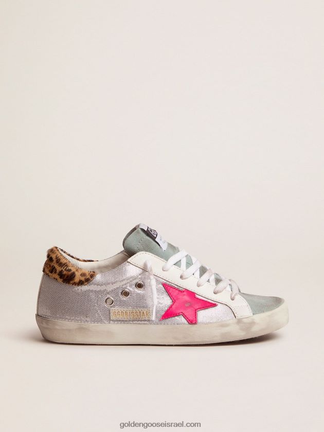 נשים Golden Goose נעלי ספורט כוכב-על עם פאייטים וכרטיסיית עקב בהדפס נמר 246D2491