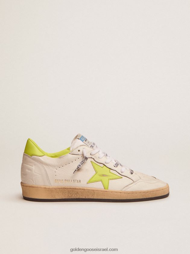 גברים Golden Goose נעלי ספורט ball star ltd עם כוכב עור ירוק ליים ולפת עקב 246D24545