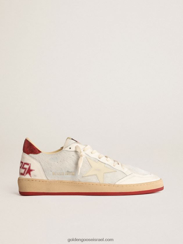 גברים Golden Goose ball star ltd cny בעור פוני לבן עם כוכב עור 246D24619