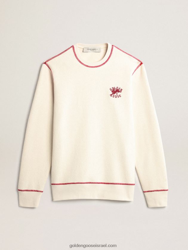גברים Golden Goose סווטשירט לבן מורשת עם לוגו cny 246D24786