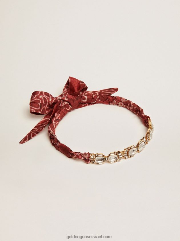 נשים Golden Goose שרשרת קולר קולקציית deco jewelmates בצבע זהב ישן עם קריסטלים וצעיף מודפס 246D24405