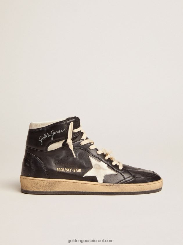 נשים Golden Goose סניקרס sky-star מעור נאפה שחור עם כוכב עור נאפה לבן 246D2487