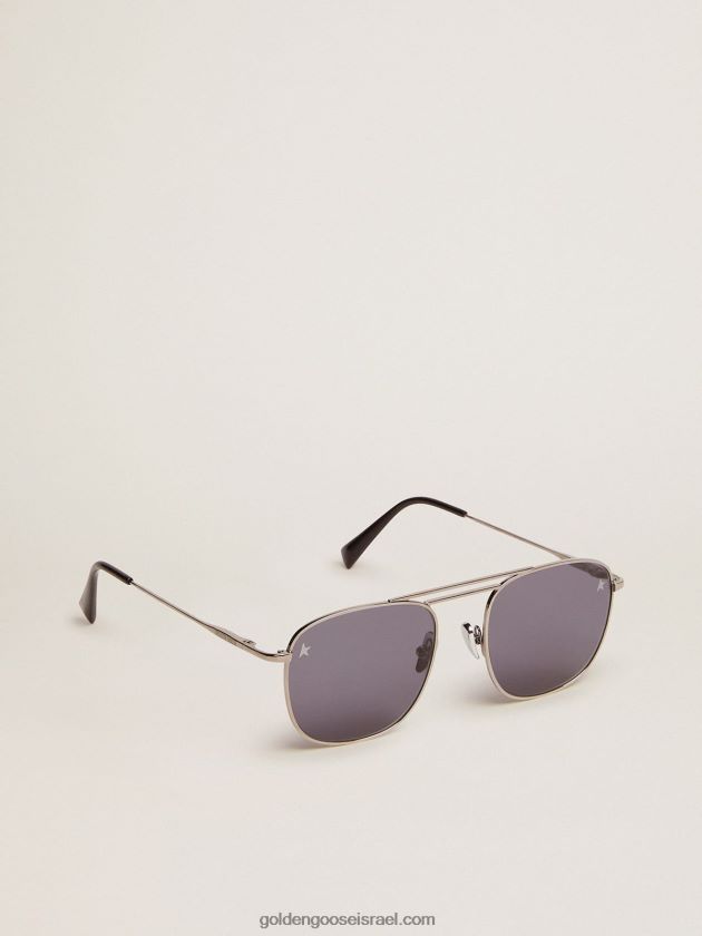 גברים Golden Goose מסגרת sunframe בסגנון טייס רוג'ר עם מסגרת שחורה ועדשות שחורות 246D24341