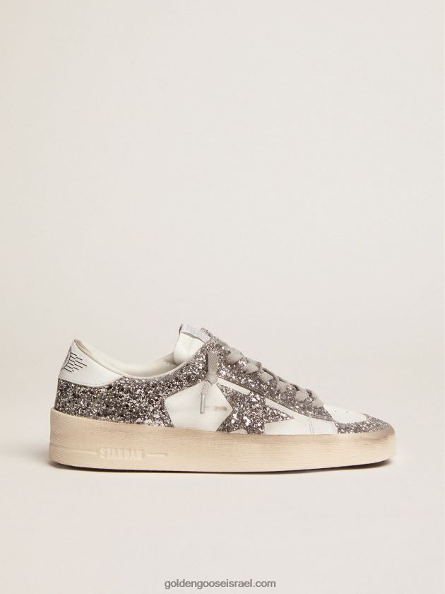נשים Golden Goose סניקרס stardan עם נצנצים כסופים 246D24105
