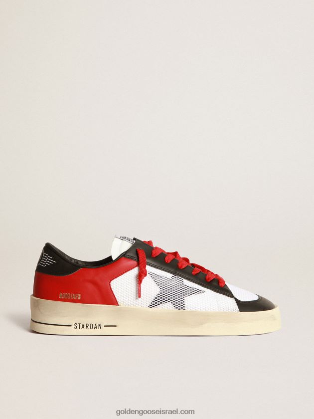 גברים Golden Goose סניקרס stardan מעור עם תוספות רשת 246D24563