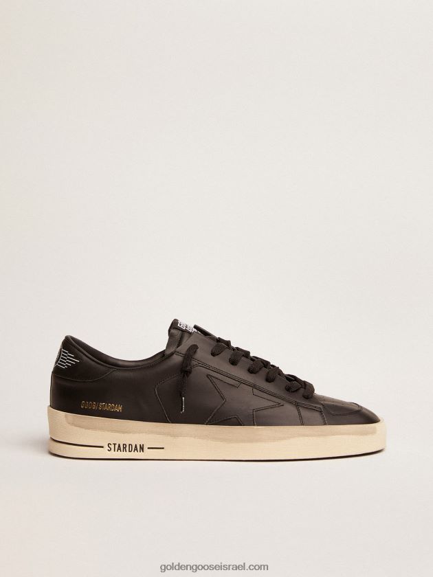 גברים Golden Goose סניקרס stardan מעור שחור טוטאלי בגימור וינטג' 246D24595
