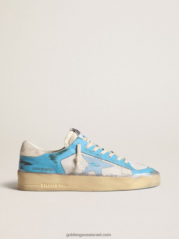 גברים Golden Goose מעבדת stardan מעור נאפה תכלת ורשת לבנה 246D24612