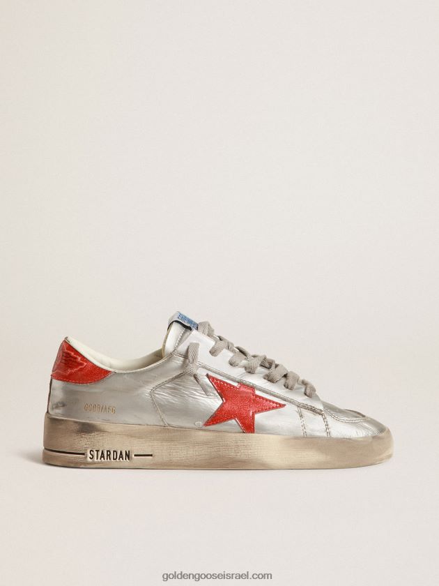 גברים Golden Goose stardan מעור מתכתי עם תוספות נצנצים אדומים 246D24639