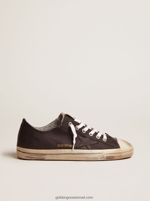גברים Golden Goose v-star בעור שחור עם כוכב עור שחור 246D24655