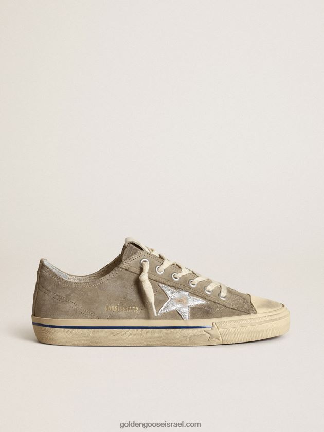גברים Golden Goose v-star עם חלק עליון זמש וכוכב כסף 246D24681