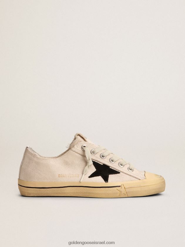 נשים Golden Goose סניקרס v-star ltd עם כוכב זמש שחור וכיתוב רקום 246D24113